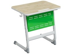 Стол 1-местный школьный 5-7 г/р "Логика" с наклоном столешницы 0-15° и перфорированным экраном (дуб "Бардолино"/зеленый, м/к белый)