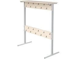 Вешалка напольная двухсторонняя на 20 мест ВШЛп2.20-С.Д (дуб "Молочный", м/к серый, квадратная труба)
