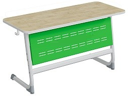 Стол 2-местный школьный 3-5 г/р "Логика" с перфорированным экраном (дуб "Бардолино"/зеленый, м/к белый)