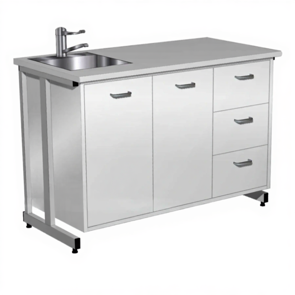 Стол-мойка СТм-208 «Премиум» 1200 (корпус металл серый, столешница постформинг серый, каркас серый)