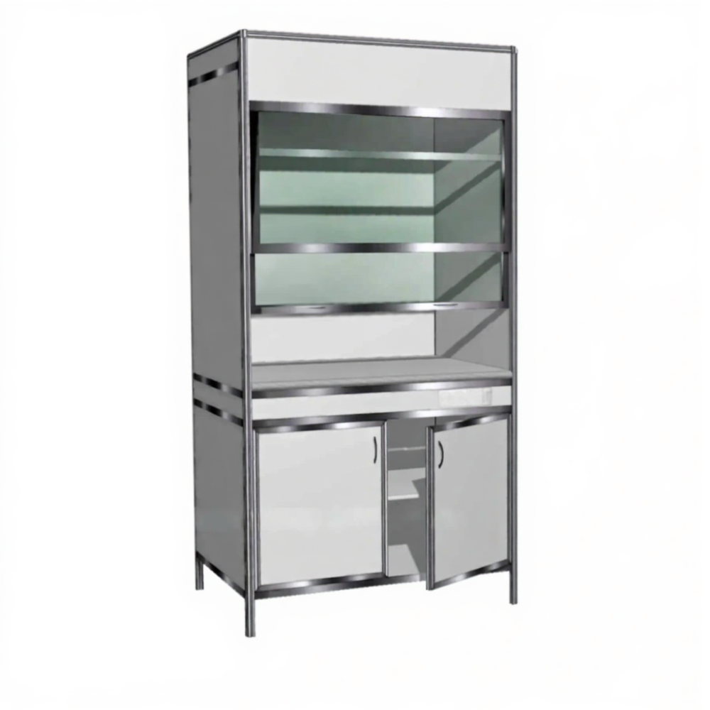 Шкаф вытяжной Алюминиевый профиль с тумбой МА-В-1 (столешница постформинг серый)