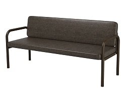 Диван 3-местный 1600х610х430/775 мм 880.3-З (обивка - винилискожа зеленый, м/к черный, круглая труба)