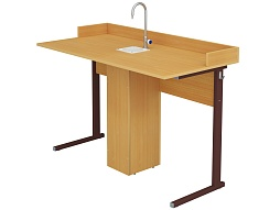 Стол для кабинета химии с мойкой нерегулируемый 6 г/р СТХуб1.6 (бук, м/к коричневый, прямоугольная труба)