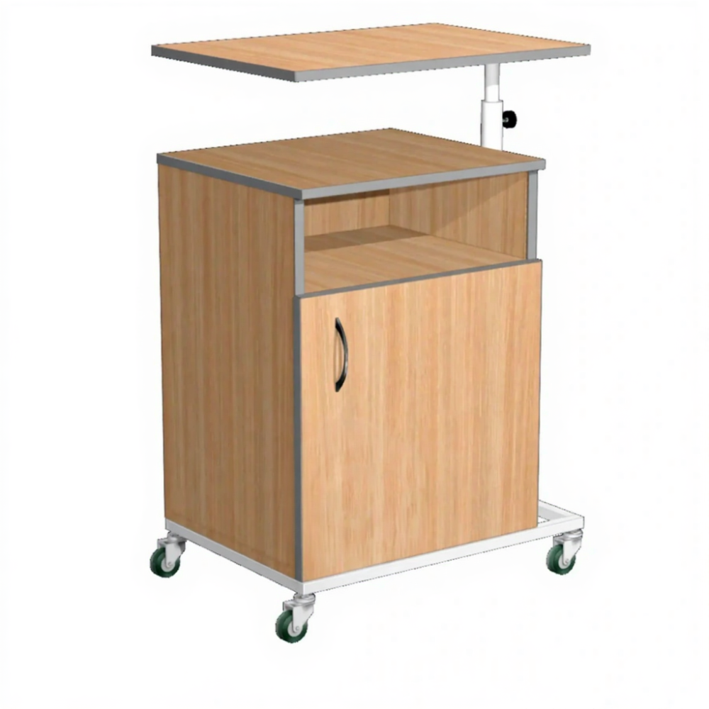 Тумба подкатная ТПМ-5 с надкроватным столиком (ЛДСП дуб молочный, каркас белый)