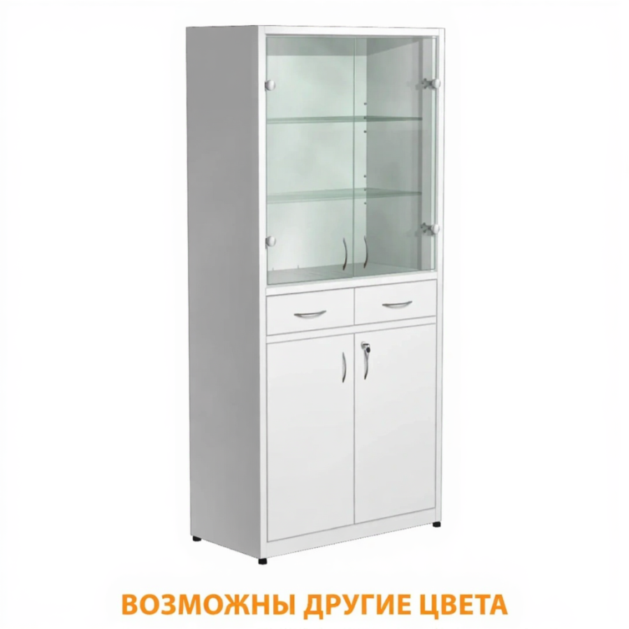 Шкаф металлический для медикаментов (стекло), с ящиками ШдМ-3.1 (белый)