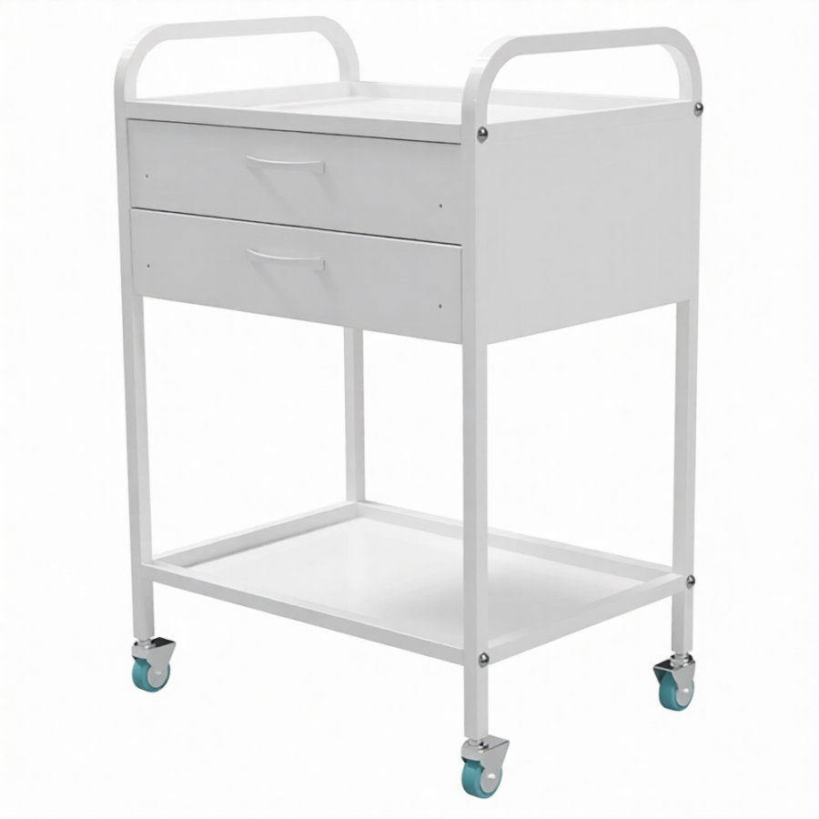 Стол медицинский инструментальный СМИ-02-02 (полки металл, колёса серая резина)