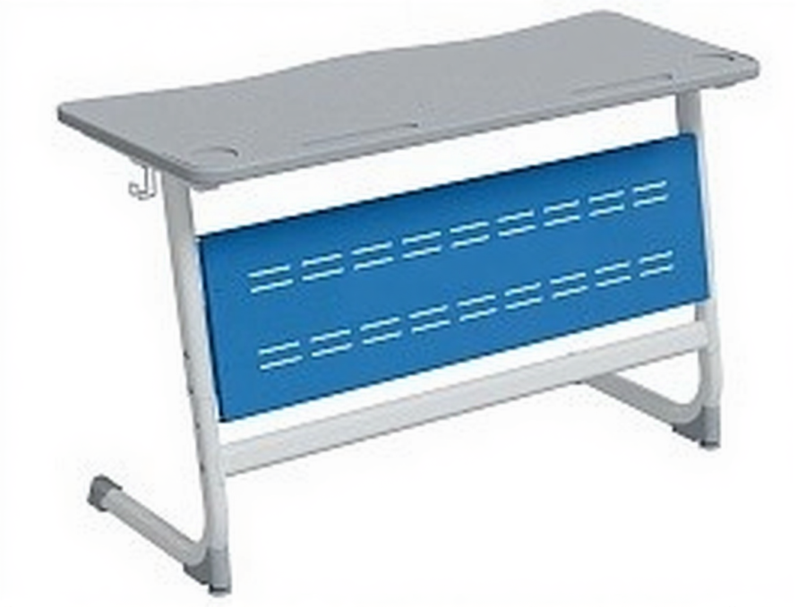 Стол 2-местный школьный 5-7 г/р "Логика" PL с перфорированным экраном (серый/синий, м/к белый)
