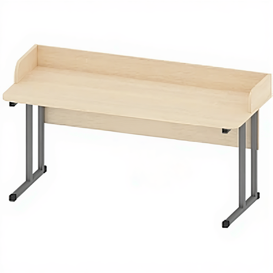 Стол 2-местный лабораторный с бортом регулируемый, ростовая группа 2-7, ПР-ШП-3-1, дуб выбеленный